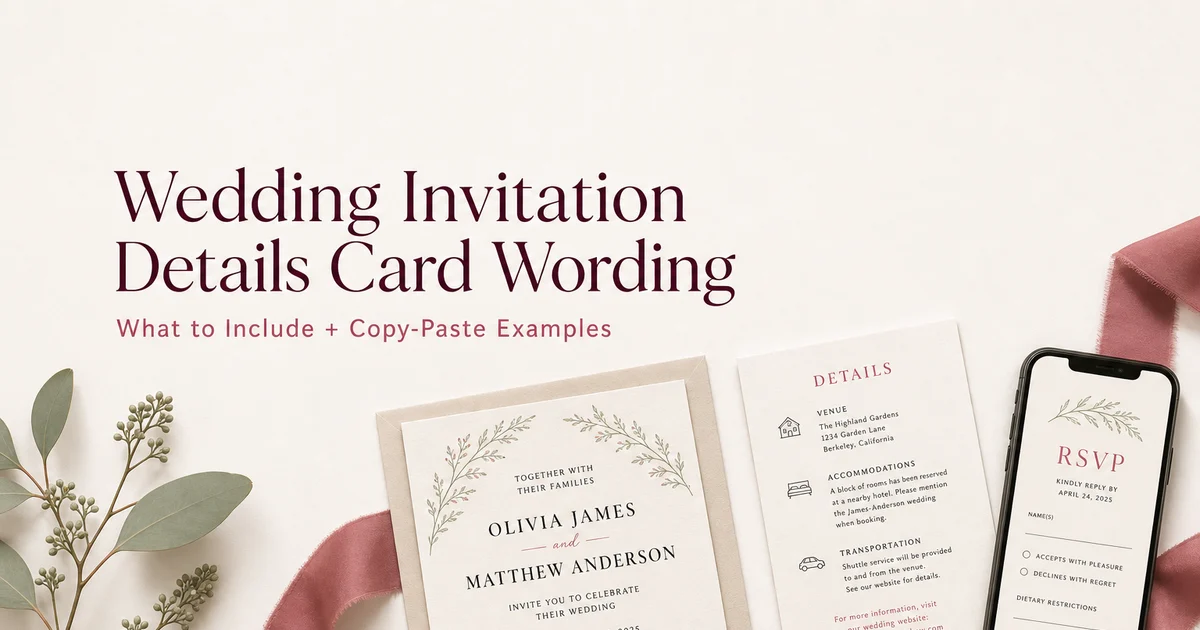 Wedding Invitation Details Card Wording: What to Include and Copy-Paste Examples