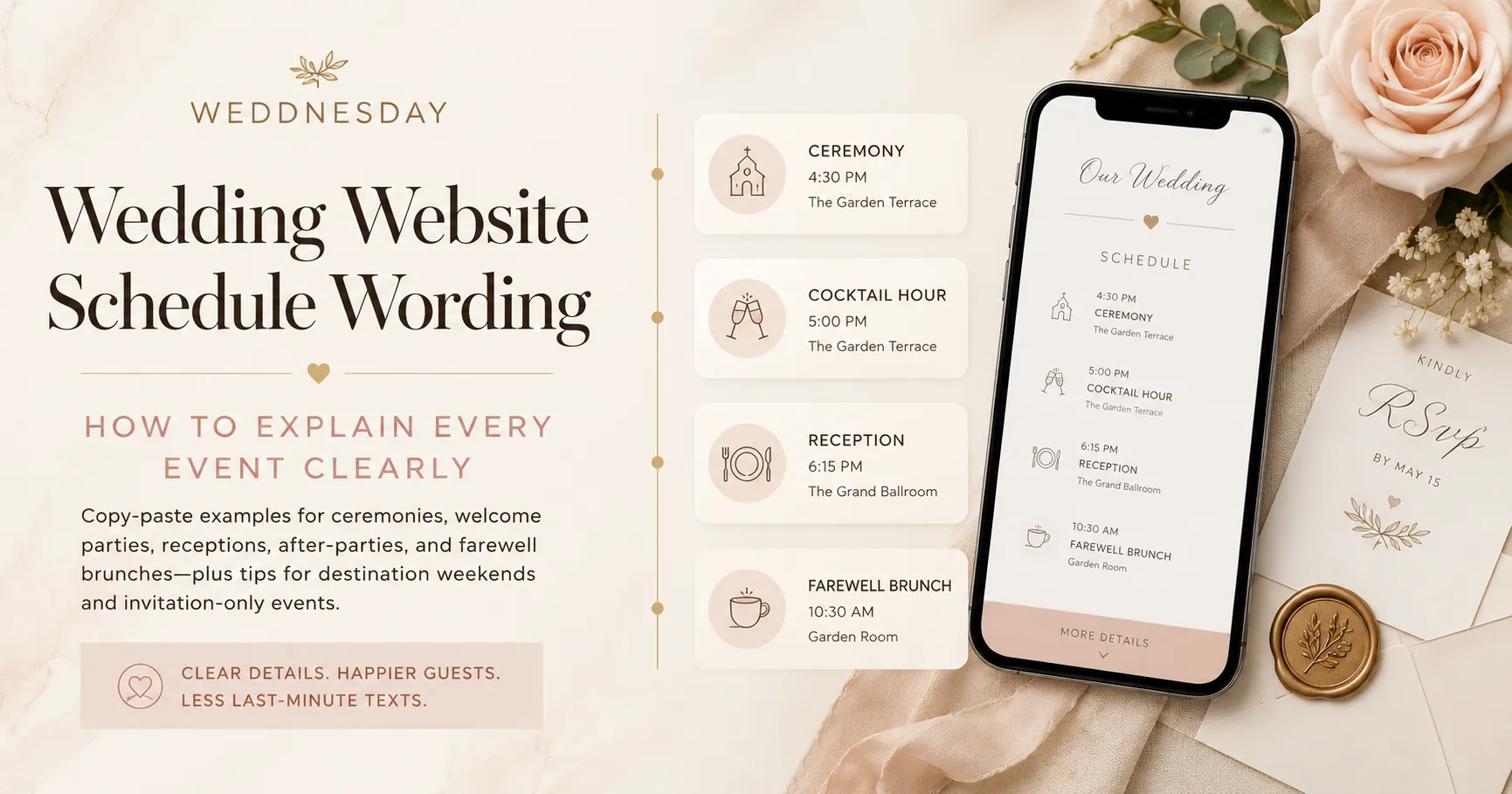 Wedding Website Schedule Wording: How to Explain Every Event Clearly