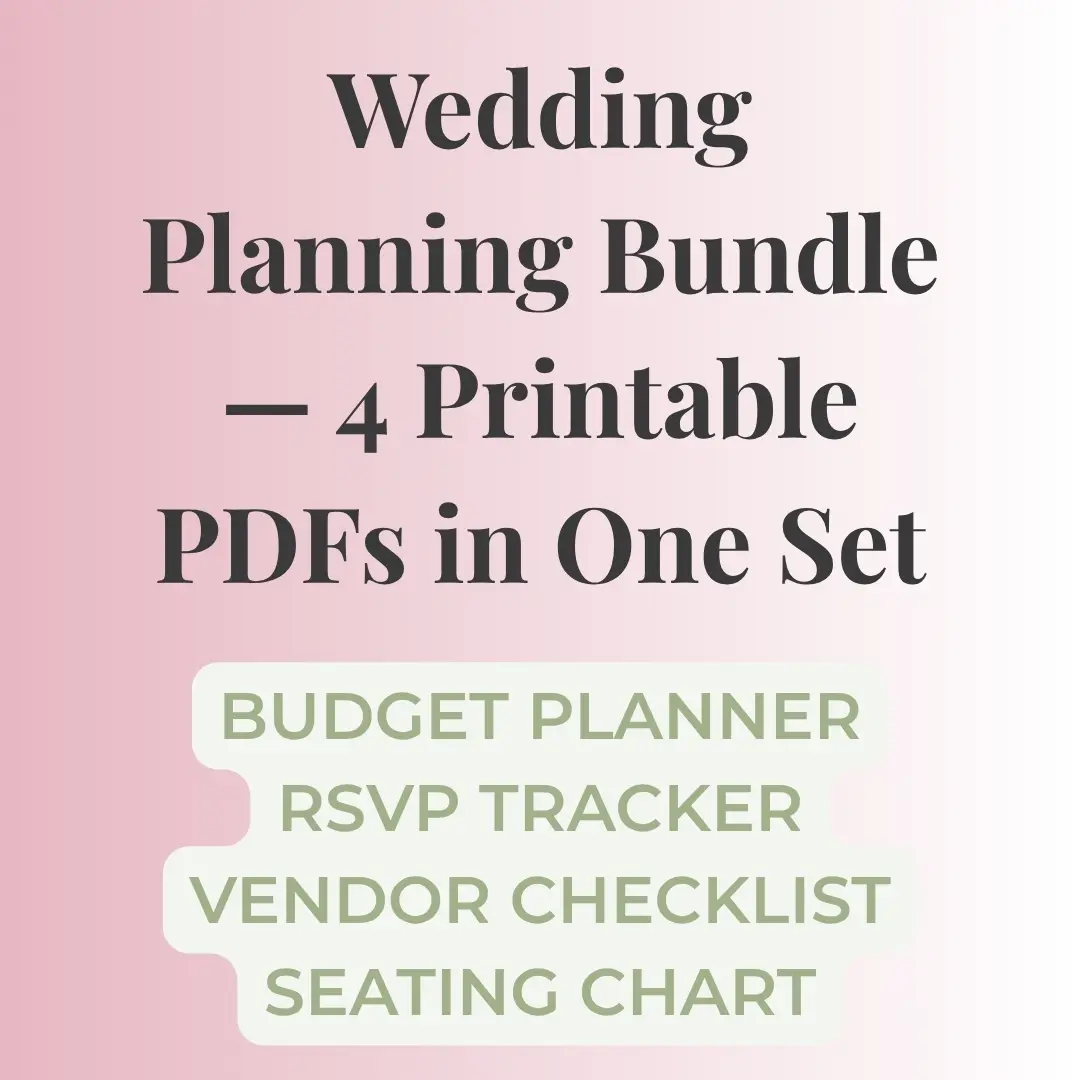 Wedding Planning Bundle | Printable Budget Planner, RSVP Tracker, Vendor Checklist & Seating Chart PDF