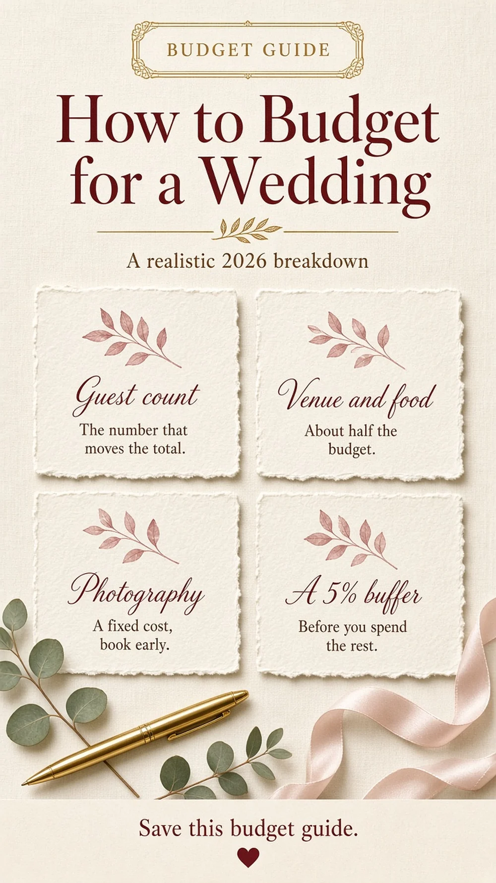 Pinterest Pin — How to Budget for a Wedding: A Realistic 2026 Breakdown