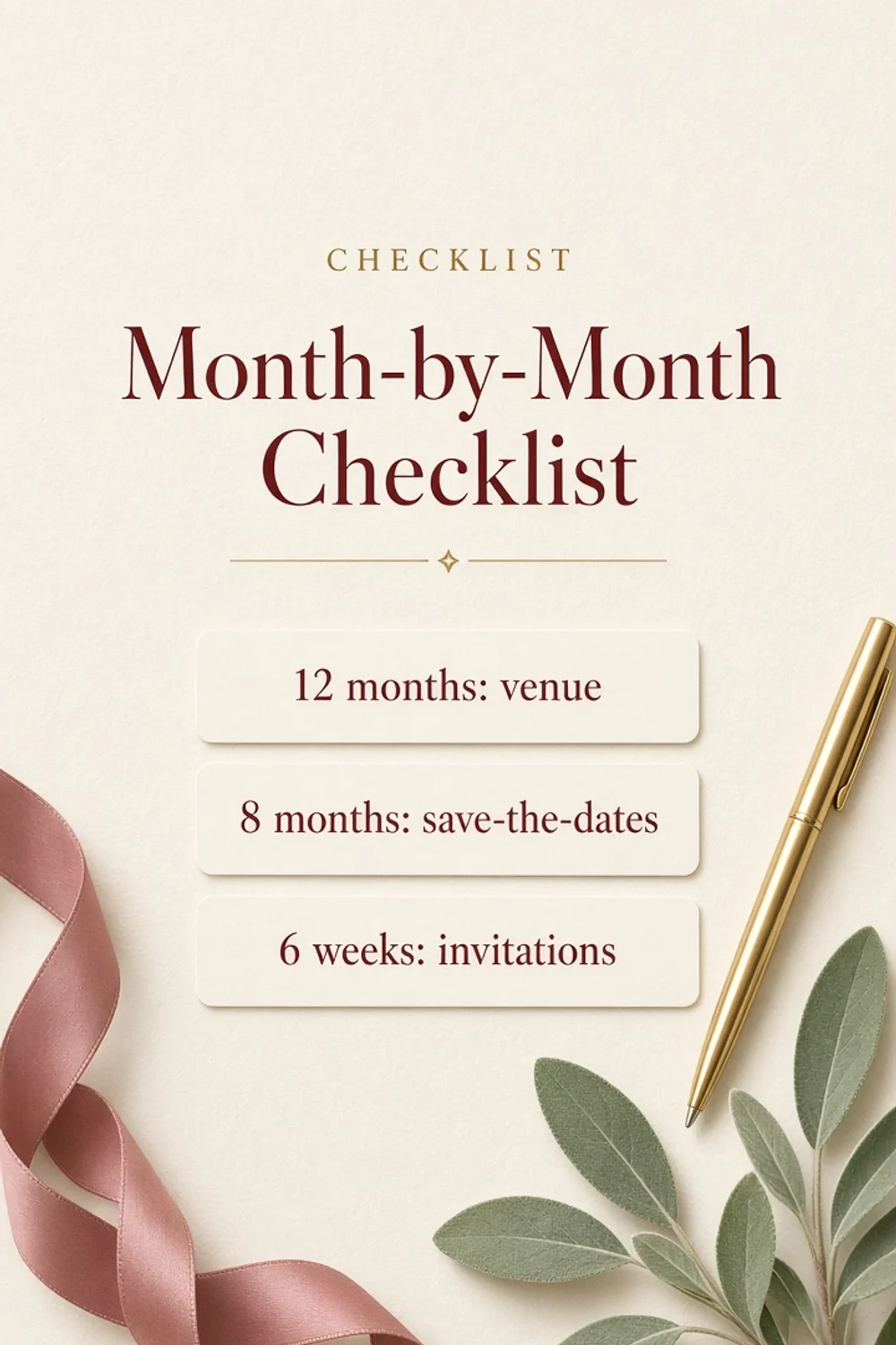 Pinterest Pin — Month-by-Month Wedding Checklist