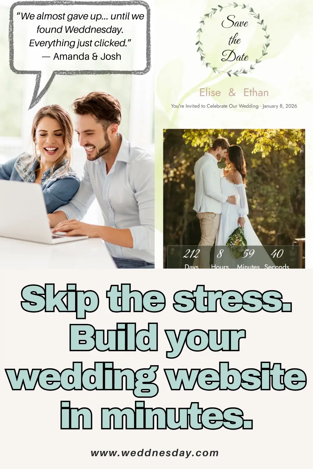 Alternate Pinterest Pin - Avoid These 5 Wedding Website Mistakes (And What to Do Instead)