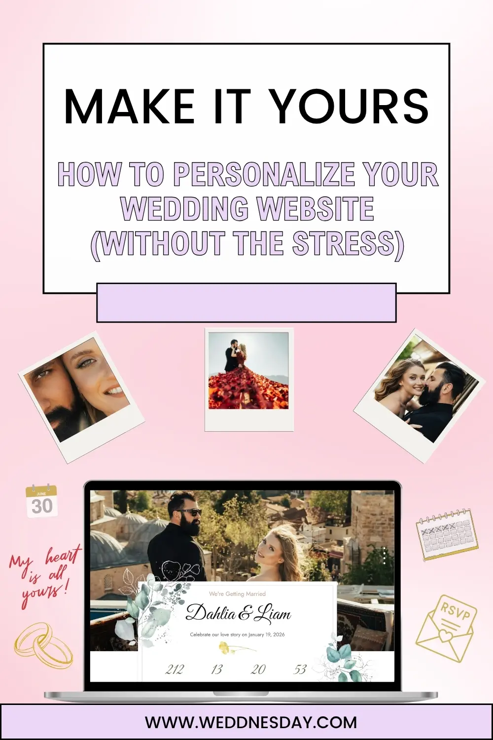 Pinterest Pin - Make It Yours: How to Personalize Your Wedding Website (Without The Stress)
