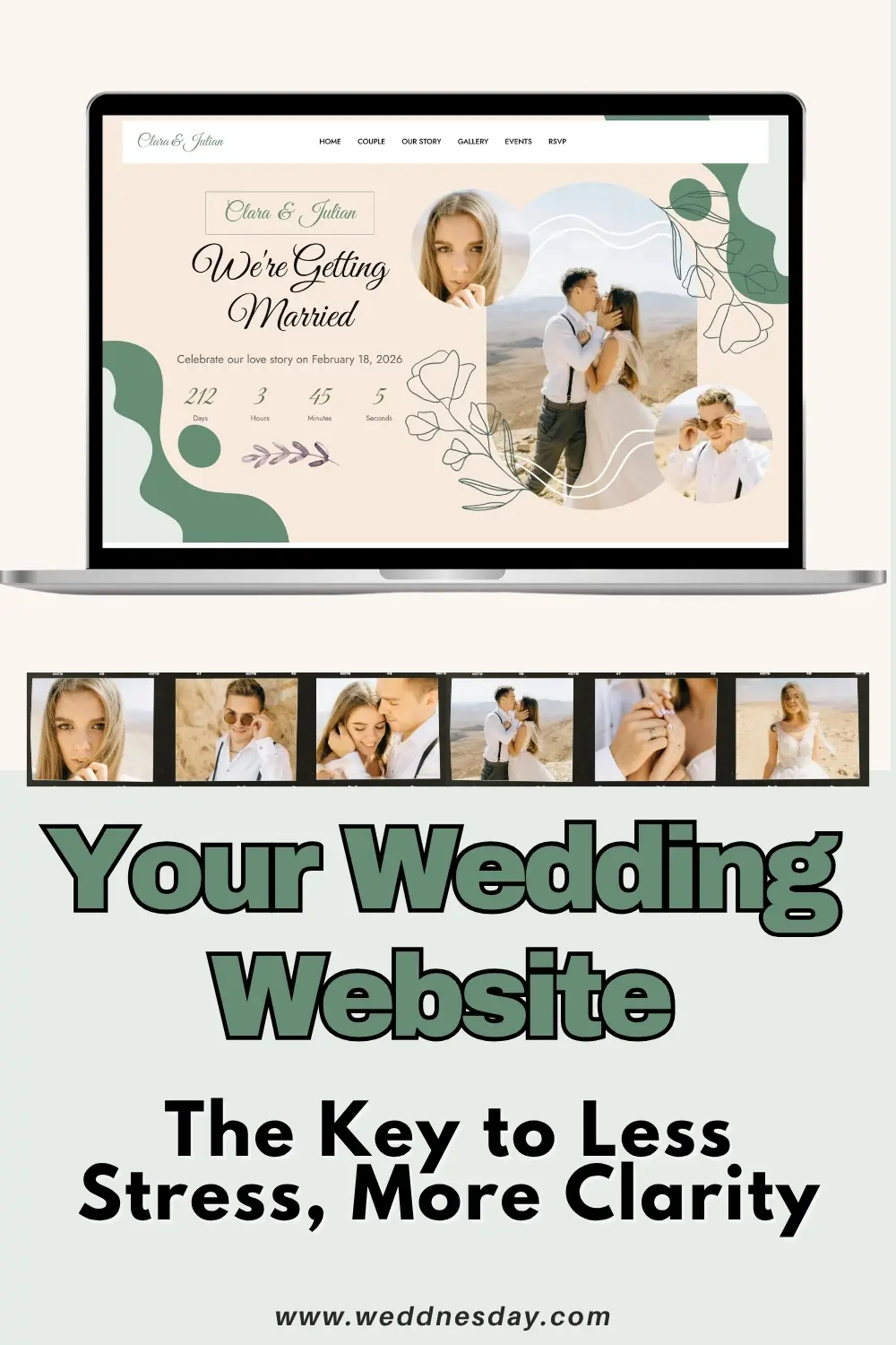 Alternate Pinterest Pin - Less Stress, More Joy: Use Your Wedding Website