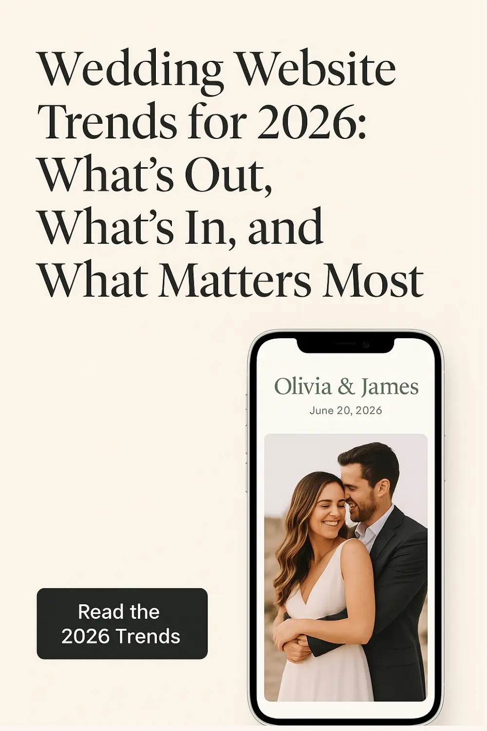 Pinterest Pin — Wedding Website Trends 2026: mobile-first, privacy-forward, accessible