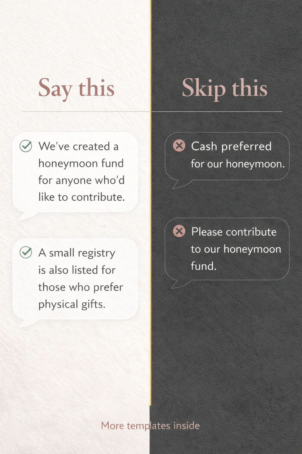 Pinterest Pin — Honeymoon Fund + Registry Wording: Copy-Paste Examples That Feel Polite