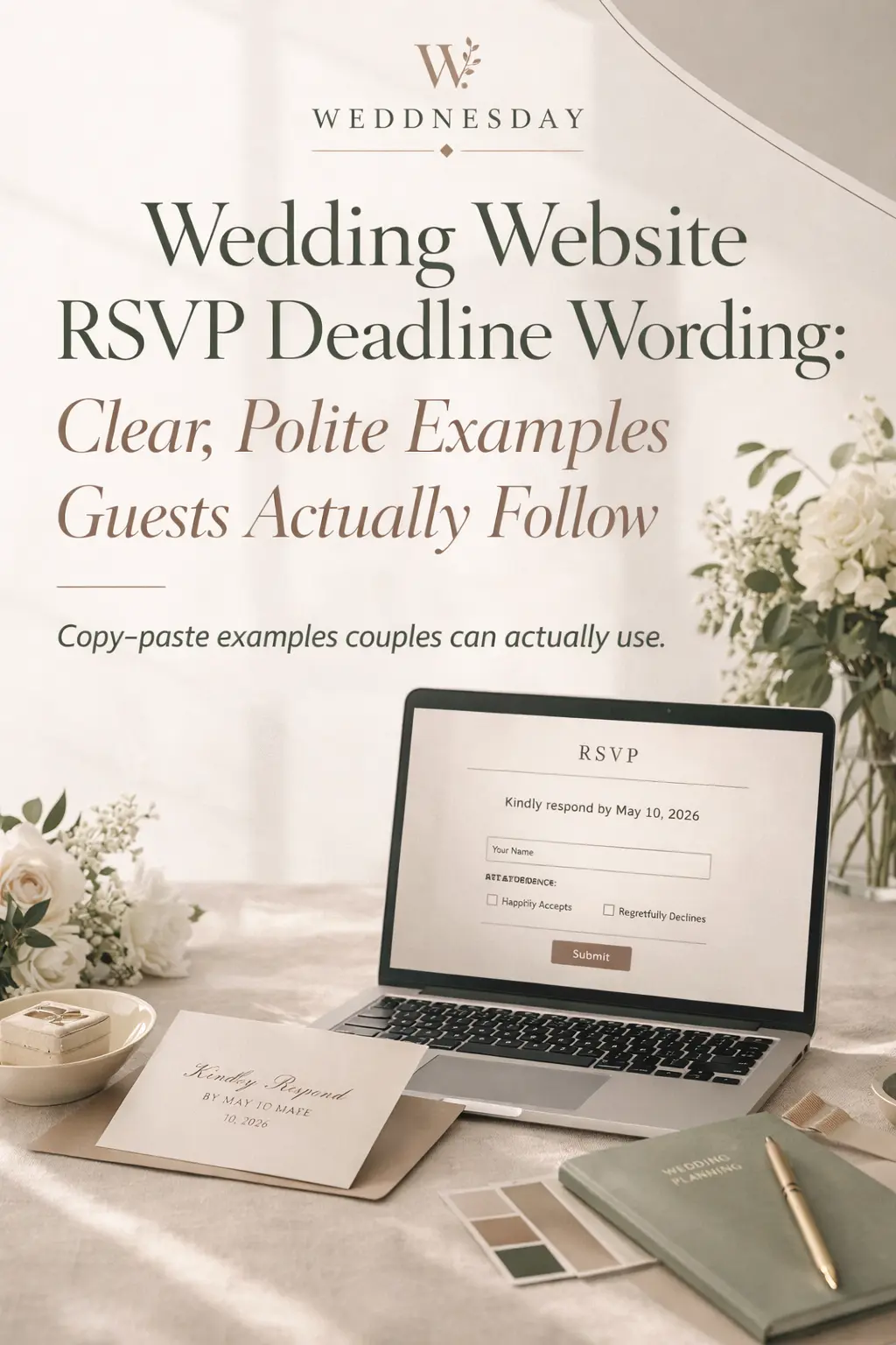 Pinterest Pin — Wedding Website RSVP Deadline Wording: Clear, Polite Examples Guests Actually Follow