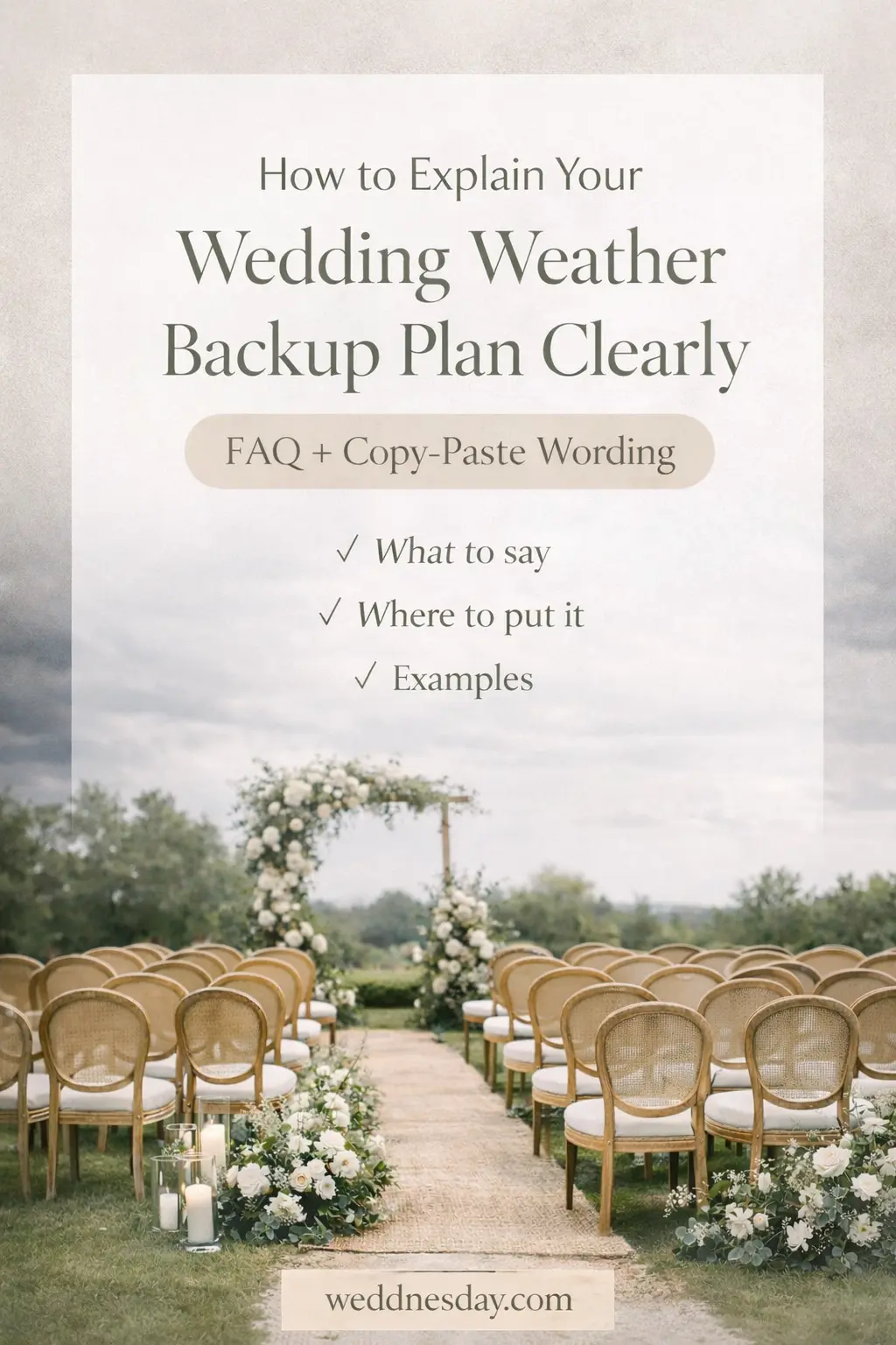 Pinterest Pin — How to Explain Your Wedding Weather Backup Plan Clearly