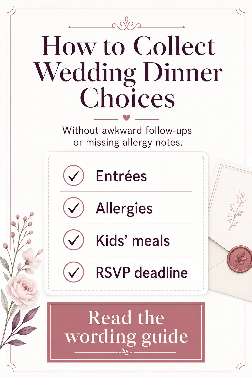 Pinterest Pin — How to Collect Wedding Dinner Choices Without Confusion