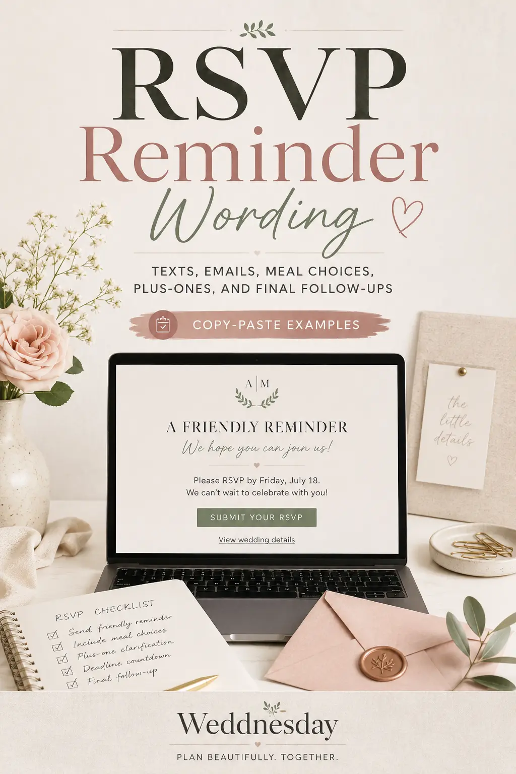 Pinterest Pin — How to Remind Wedding Guests to RSVP Without Feeling Pushy