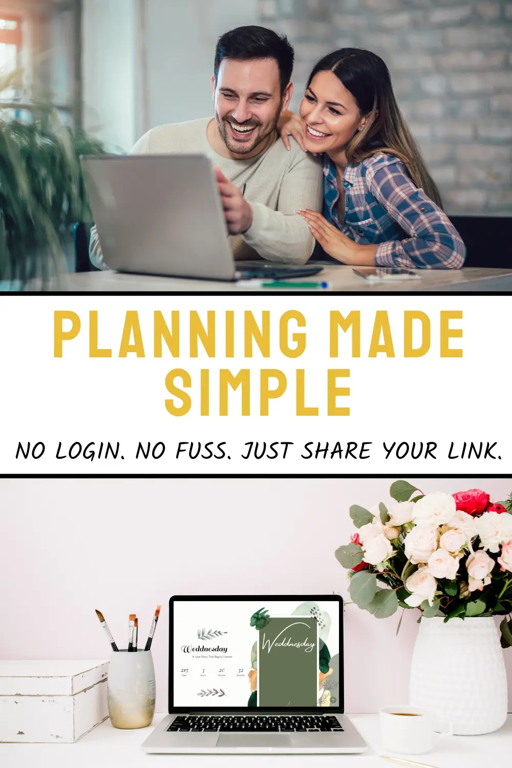 Alternate Pinterest Pin - Planning Made Simple - No login. No fuss. Just share your link.