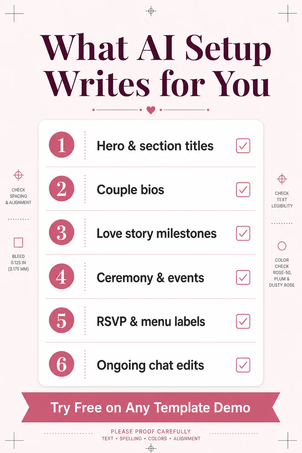 Pinterest Pin — What AI Setup Writes on Your Wedding Website