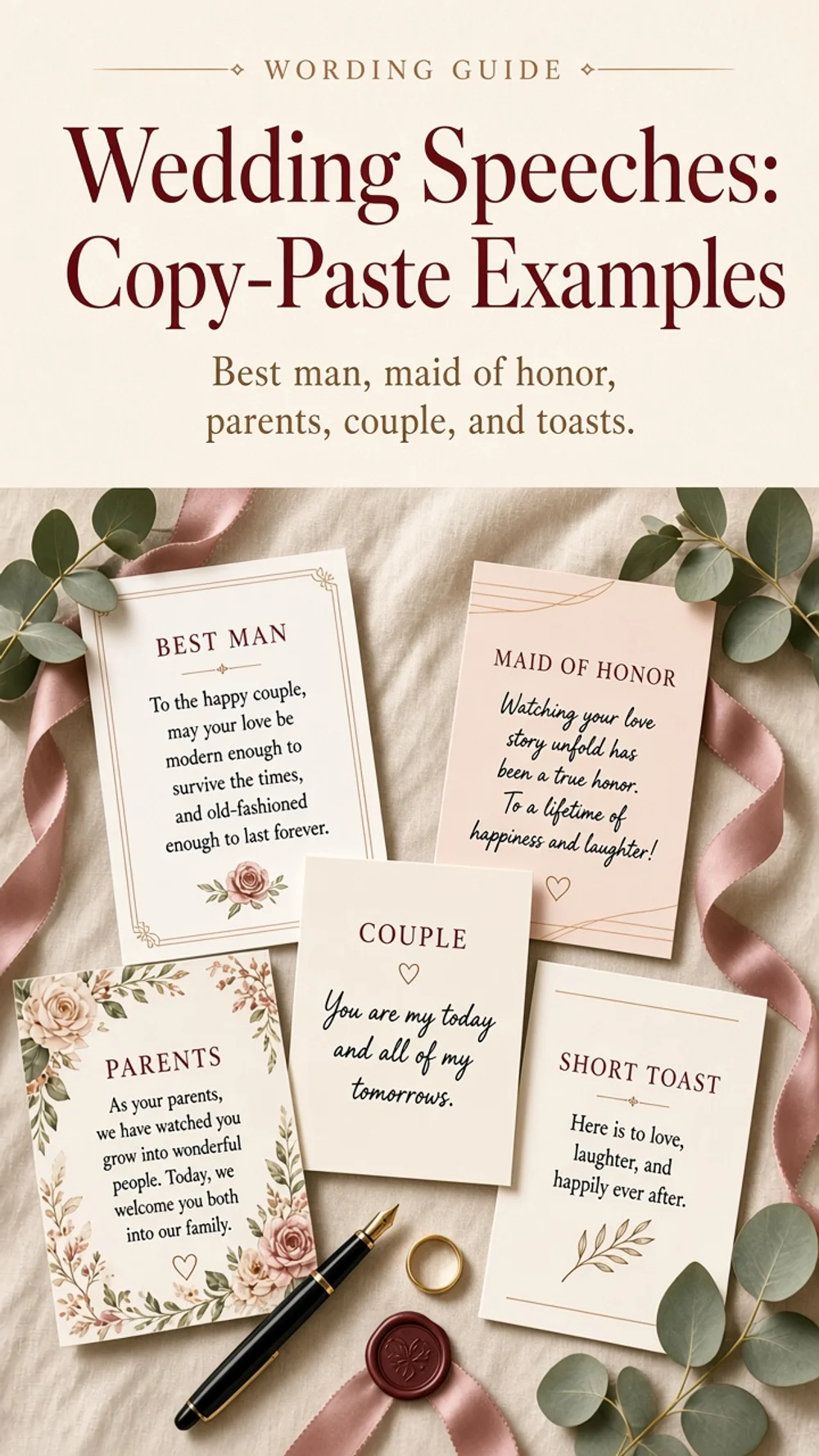 Pinterest Pin — Wedding Speeches: Copy-Paste Examples for Every Role