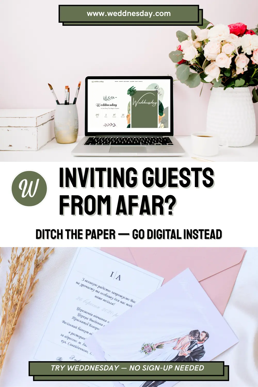 Pinterest Pin - Inviting Guests from Afar? Ditch the Paper - Go Digital Instead